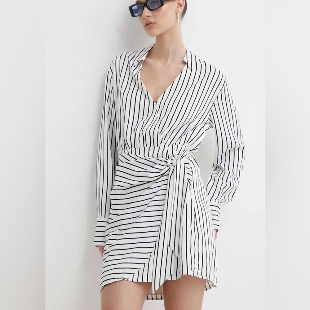 Abercrombie & Fitch Drapey Shirtdress Cocktail dress Party dress White Black L